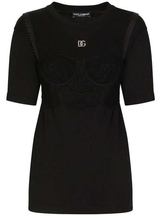 Black Lace Bralette T-shirt