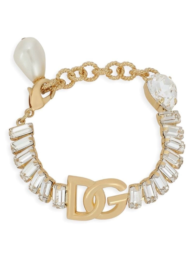 Gold-tone Logo Crystal-embellished Bracelet