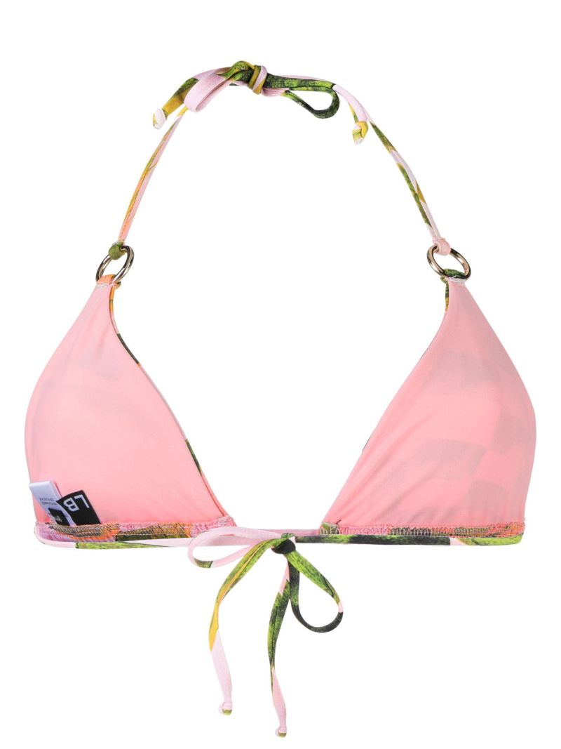 Pink Mini Ring Triangle Bikini Top