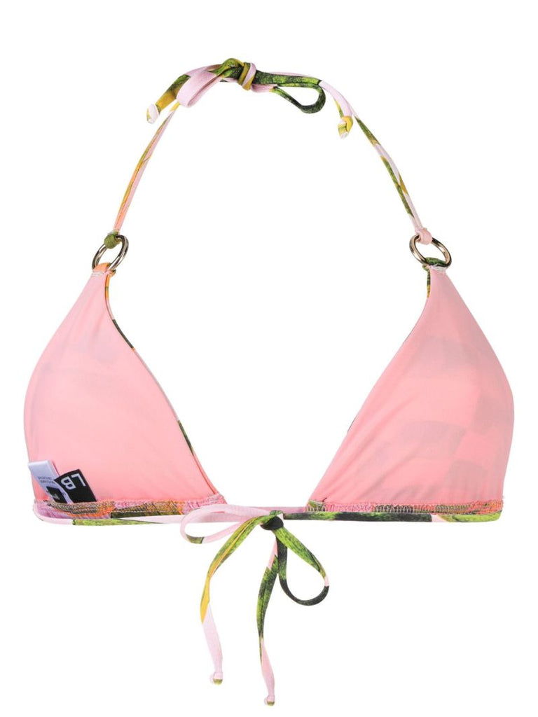 Pink Mini Ring Triangle Bikini Top