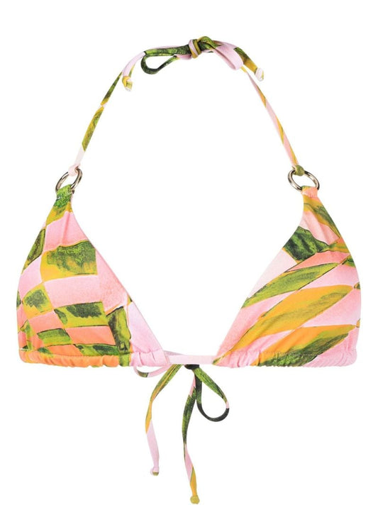 Pink Mini Ring Triangle Bikini Top