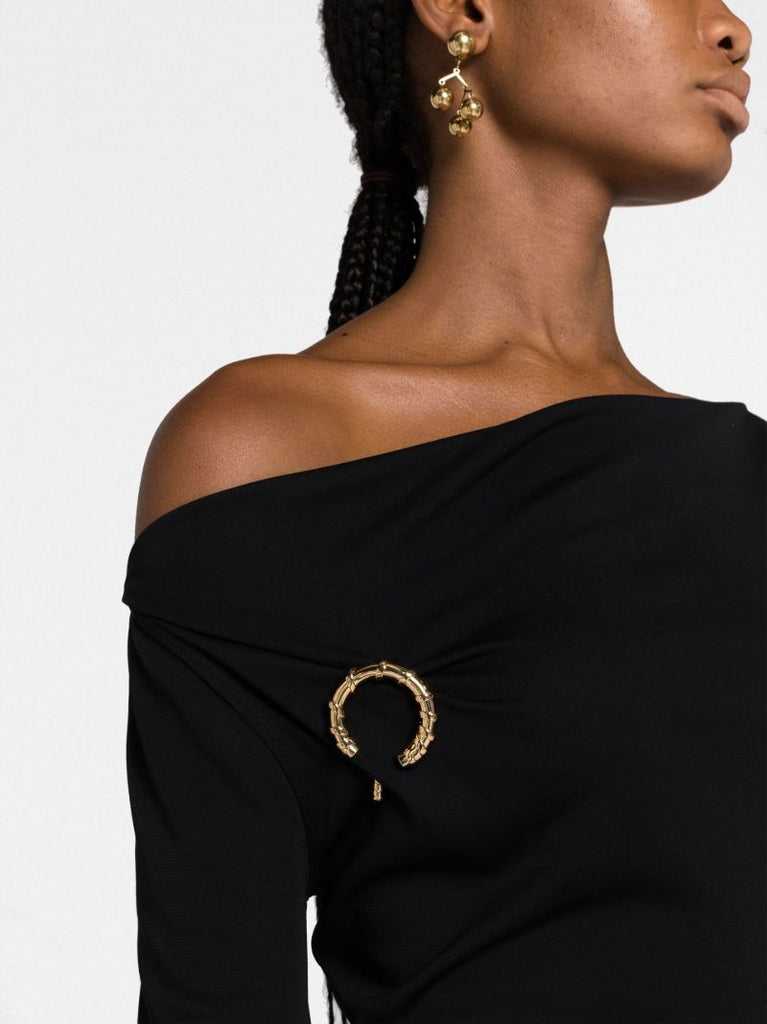 Black Asymmetric Waist Midi Dress