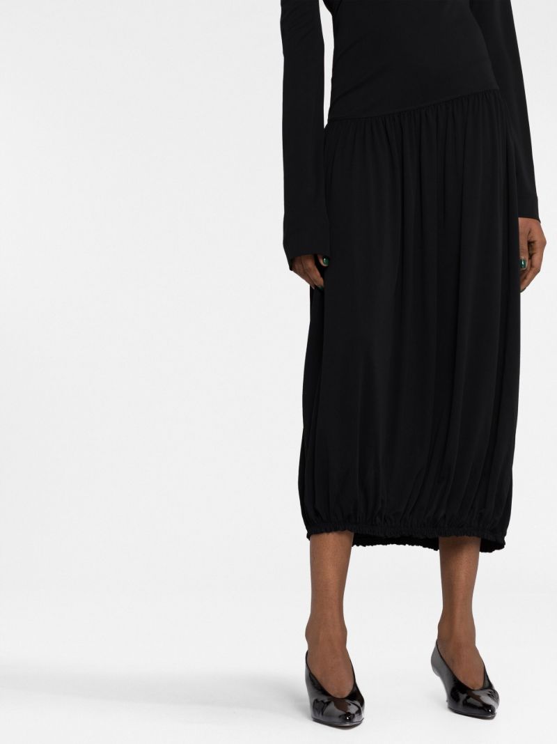 Black Asymmetric Waist Midi Dress
