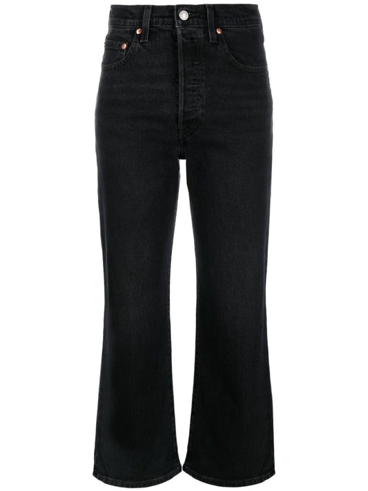 Black Ribcage Straight-leg Cropped Jeans