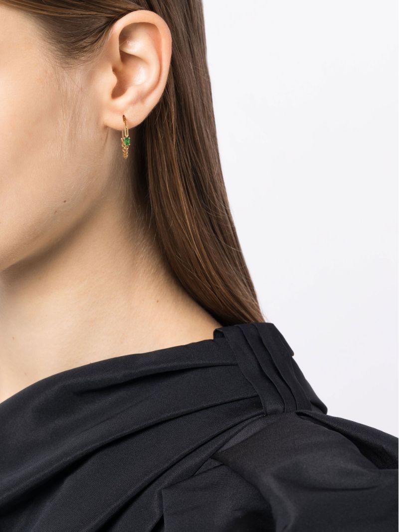 18k Yellow Gold Tsavorite Hoop Earrings