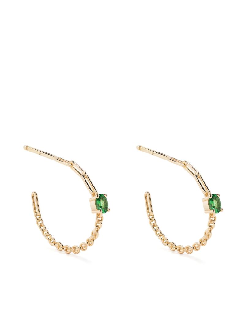 18k Yellow Gold Tsavorite Hoop Earrings