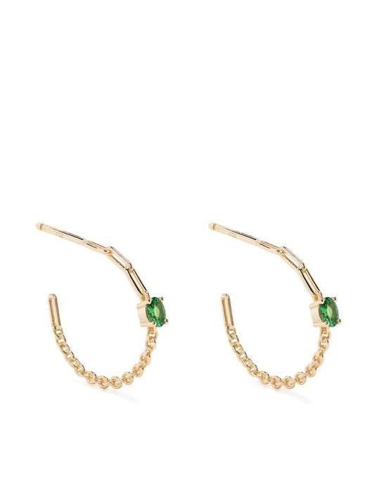 18k Yellow Gold Tsavorite Hoop Earrings
