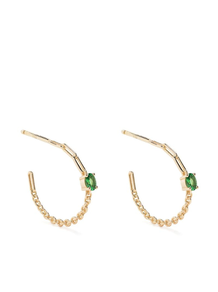 18k Yellow Gold Tsavorite Hoop Earrings