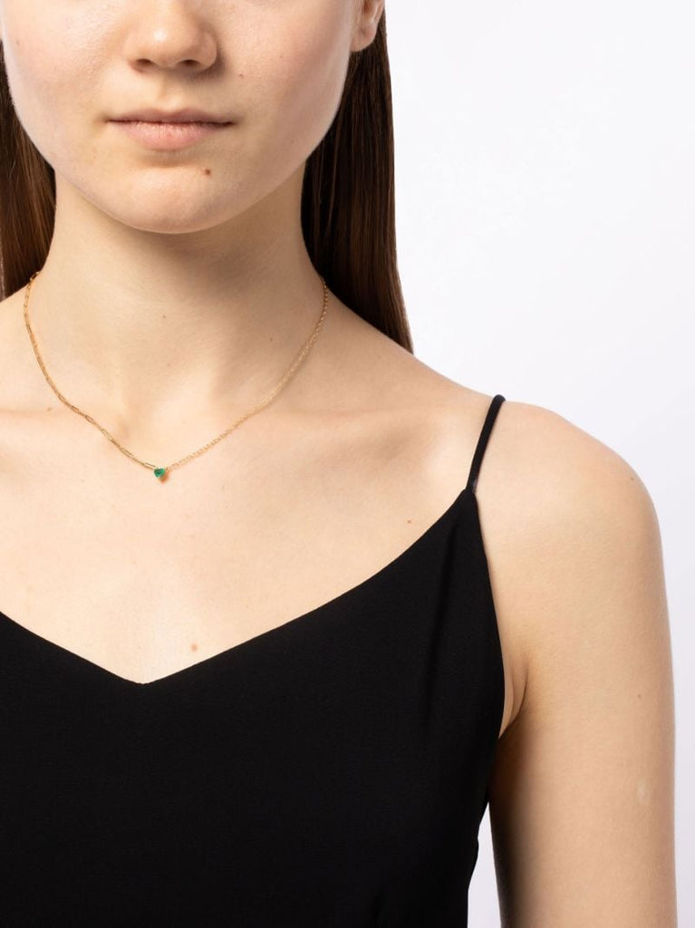 18k Yellow Gold Solitaire Emerald Necklace