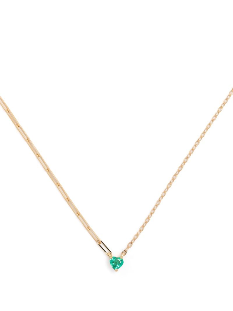 18k Yellow Gold Solitaire Emerald Necklace