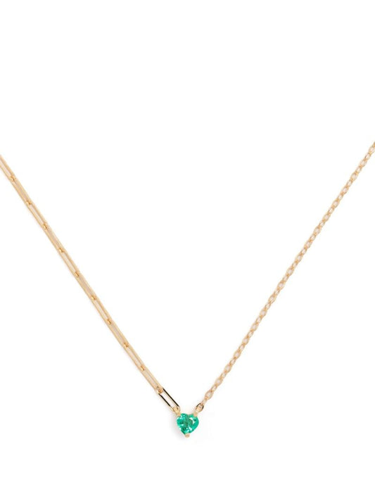 18k Yellow Gold Solitaire Emerald Necklace