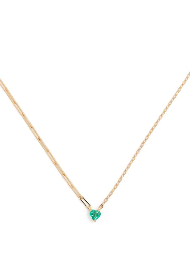 18k Yellow Gold Solitaire Emerald Necklace