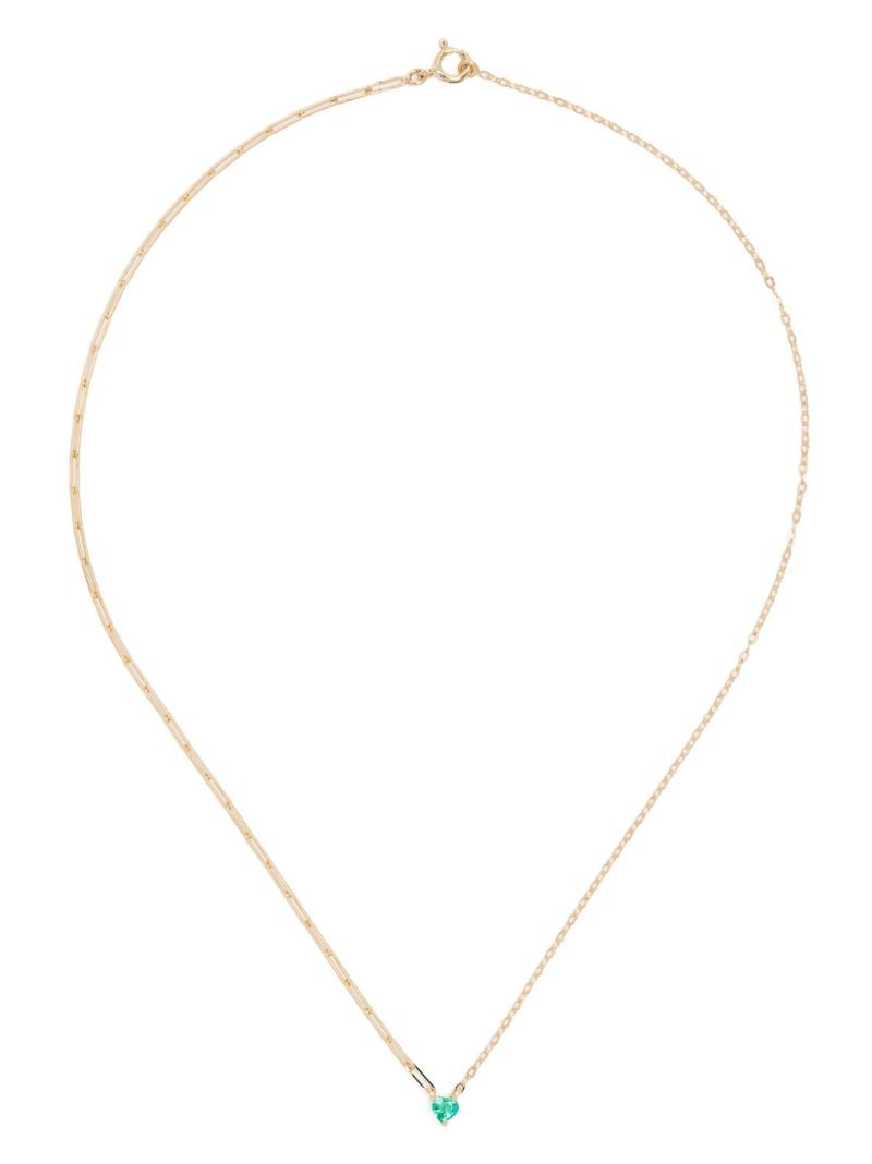 18k Yellow Gold Solitaire Emerald Necklace