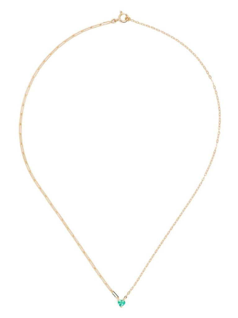 18k Yellow Gold Solitaire Emerald Necklace