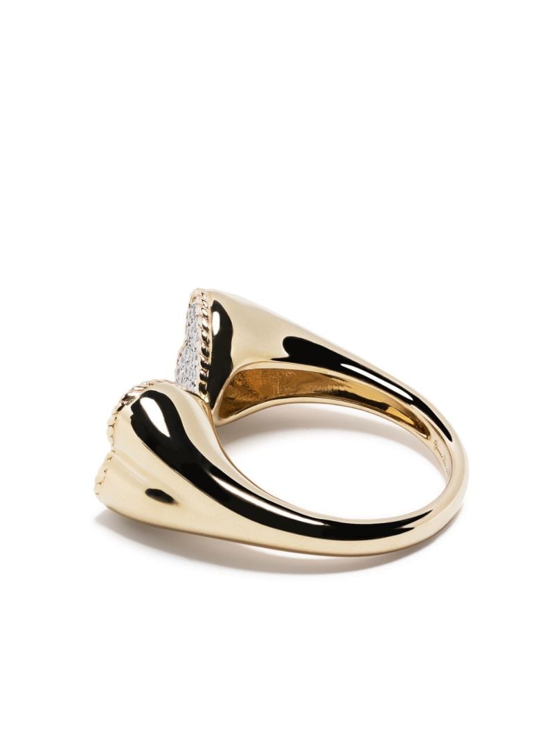 9k Yellow Gold Double Coeur Diamond Ring