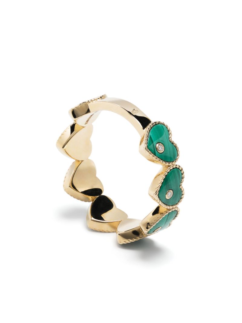 9k Yellow Gold Alliance Heart Malachite Diamond Ring