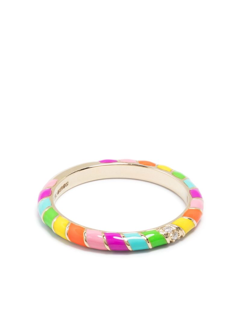 9k Yellow Gold Alliance Mini Torsade Rainbow Diamond Ring