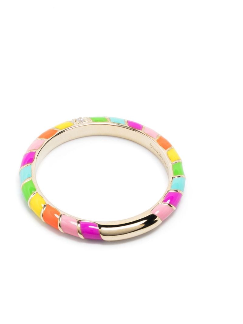 9k Yellow Gold Alliance Mini Torsade Rainbow Diamond Ring