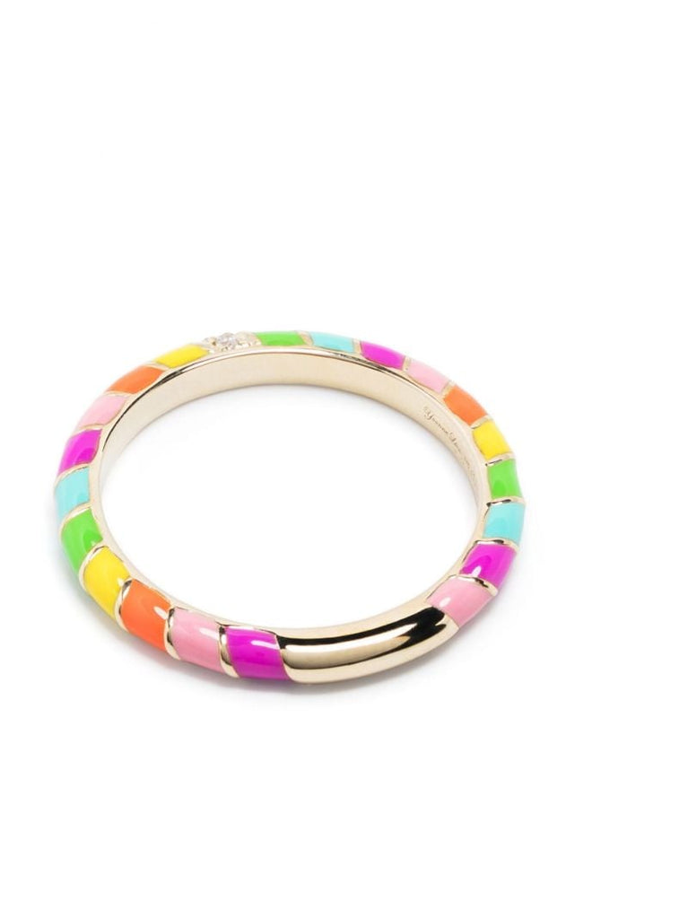 9k Yellow Gold Alliance Mini Torsade Rainbow Diamond Ring