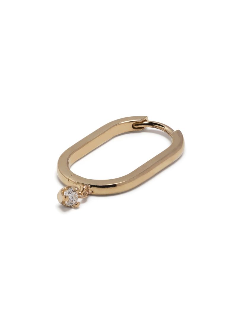 14k Yellow Gold Oval Diamond Hoop Earrings
