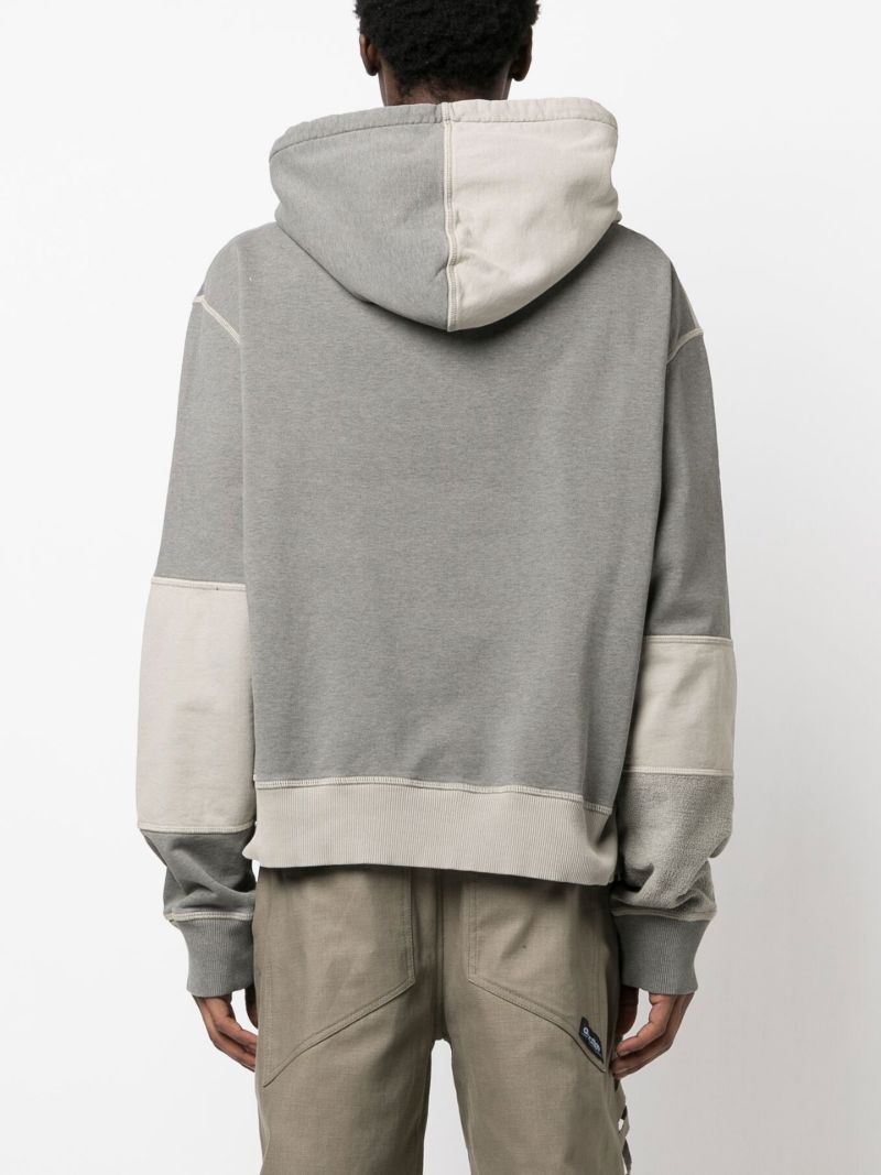 Grey Patchwork Cotton Hoodie