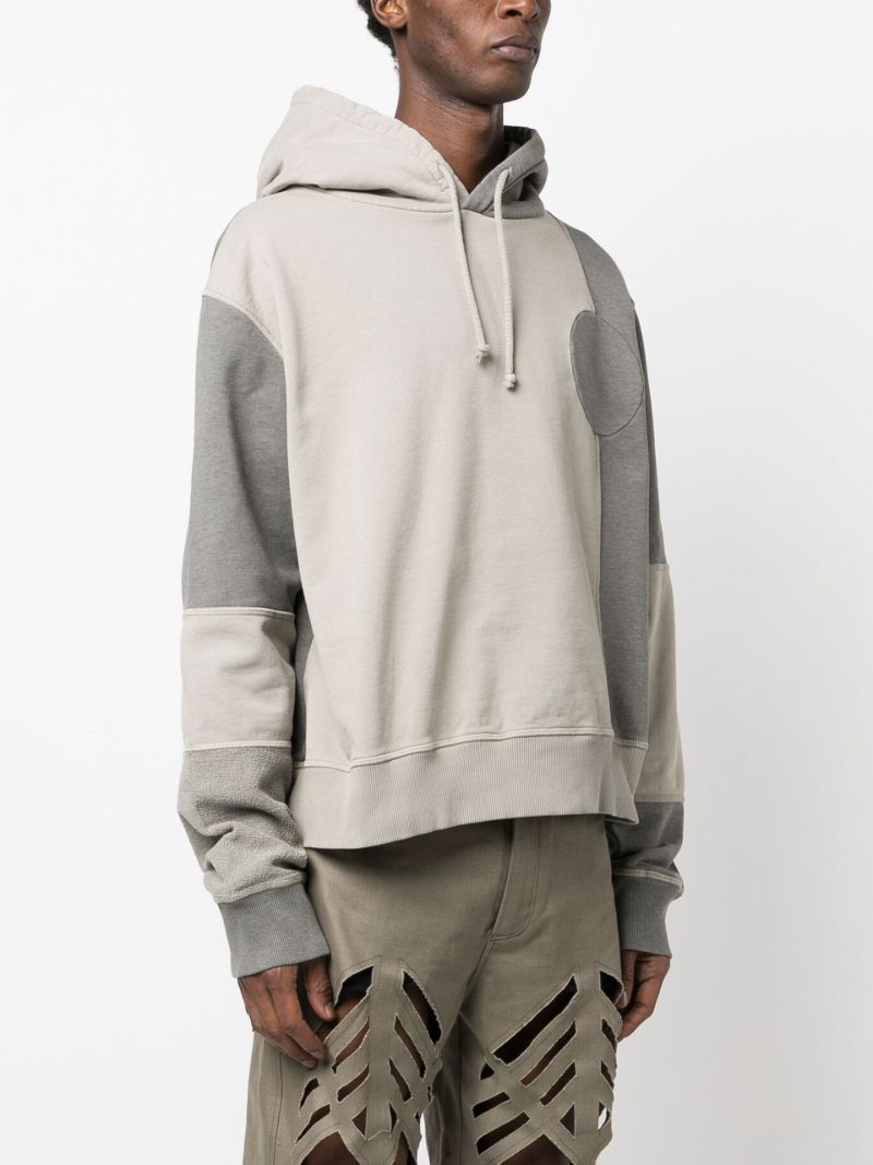 Grey Patchwork Cotton Hoodie