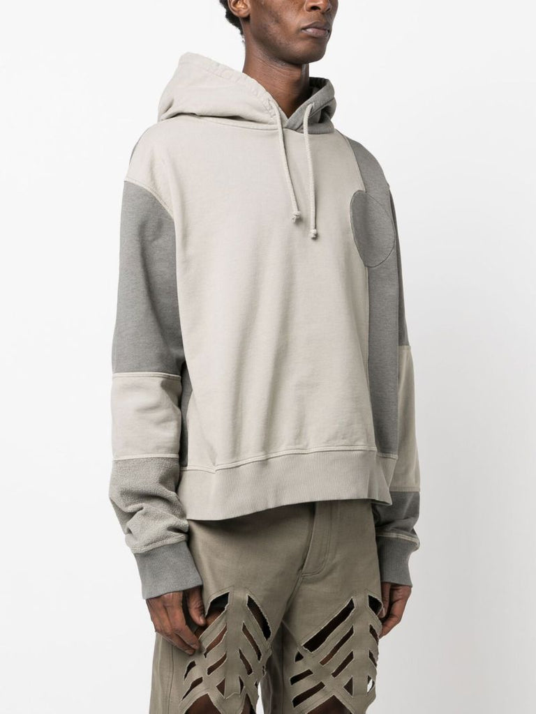 Grey Patchwork Cotton Hoodie