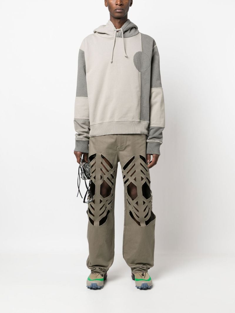 Grey Patchwork Cotton Hoodie