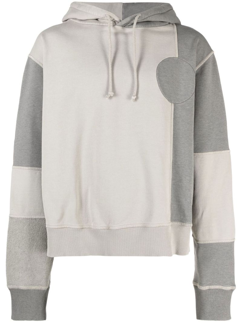 Grey Patchwork Cotton Hoodie