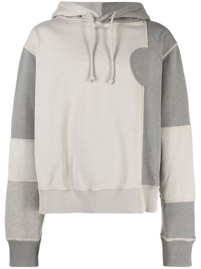 Grey Patchwork Cotton Hoodie