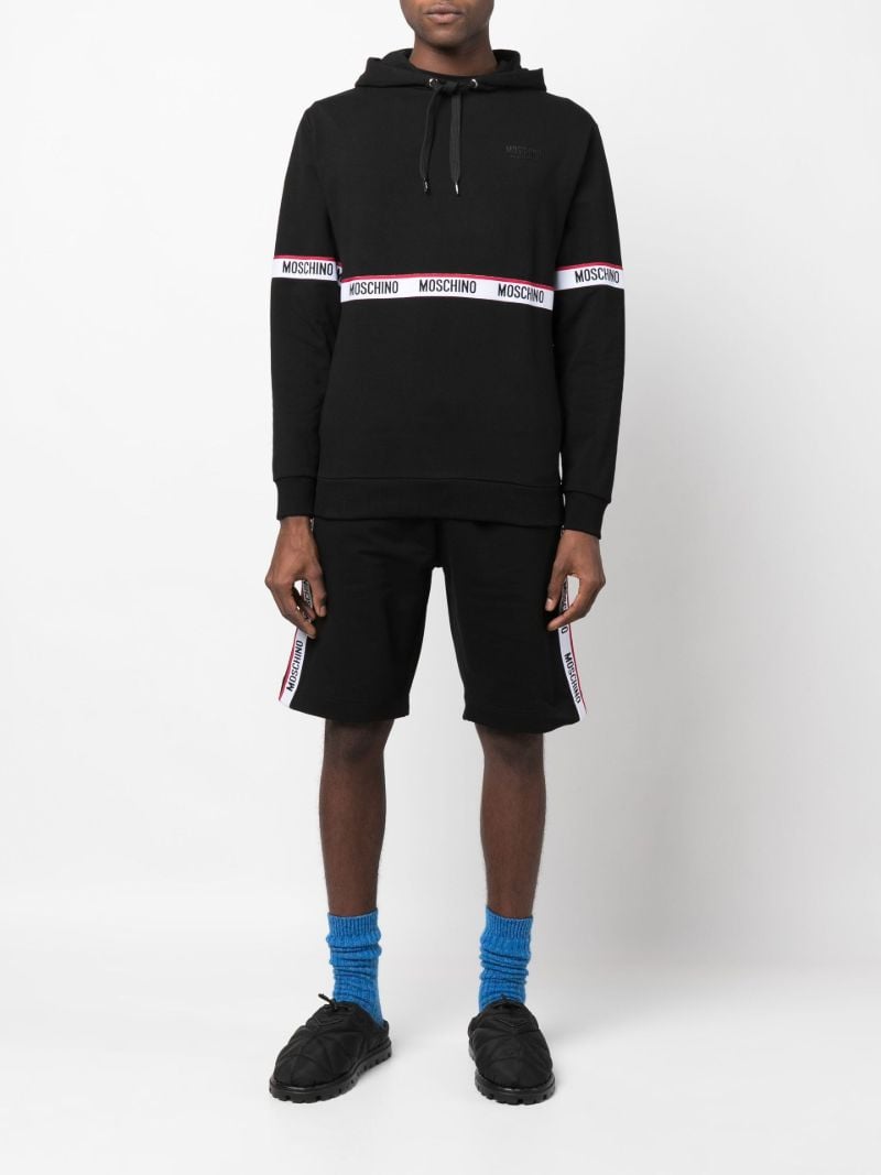 Black Logo Tape Cotton Hoodie