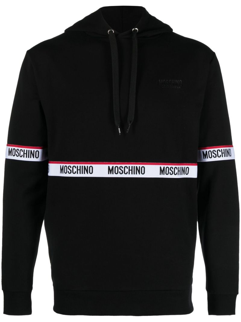Black Logo Tape Cotton Hoodie