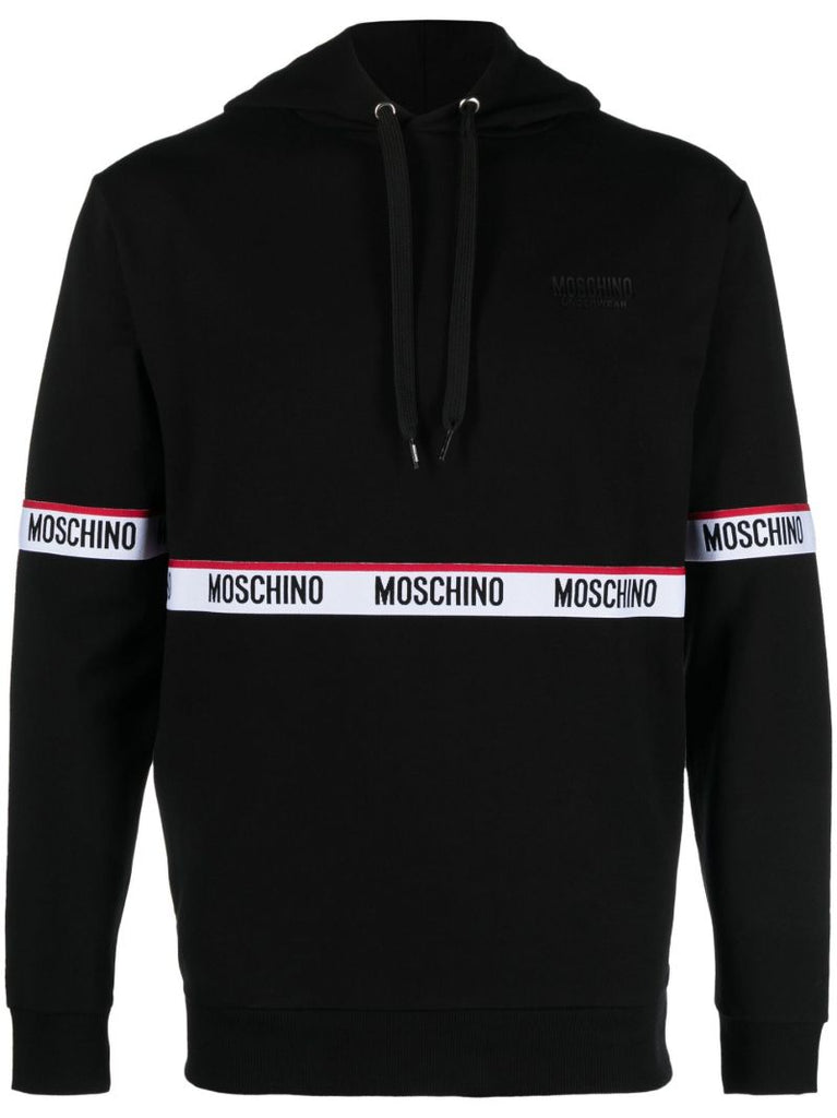 Black Logo Tape Cotton Hoodie
