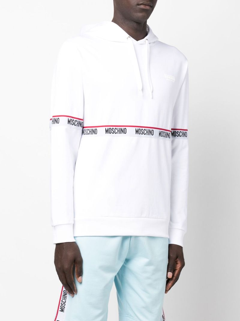White Logo Tape Cotton Hoodie