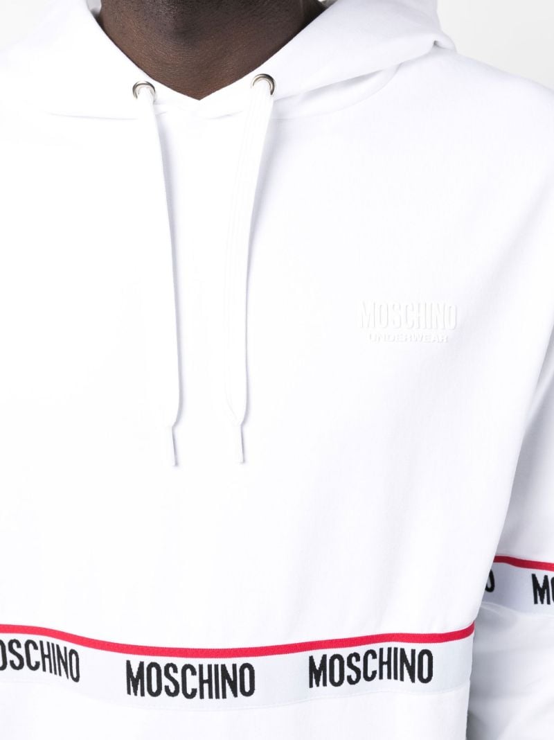 White Logo Tape Cotton Hoodie