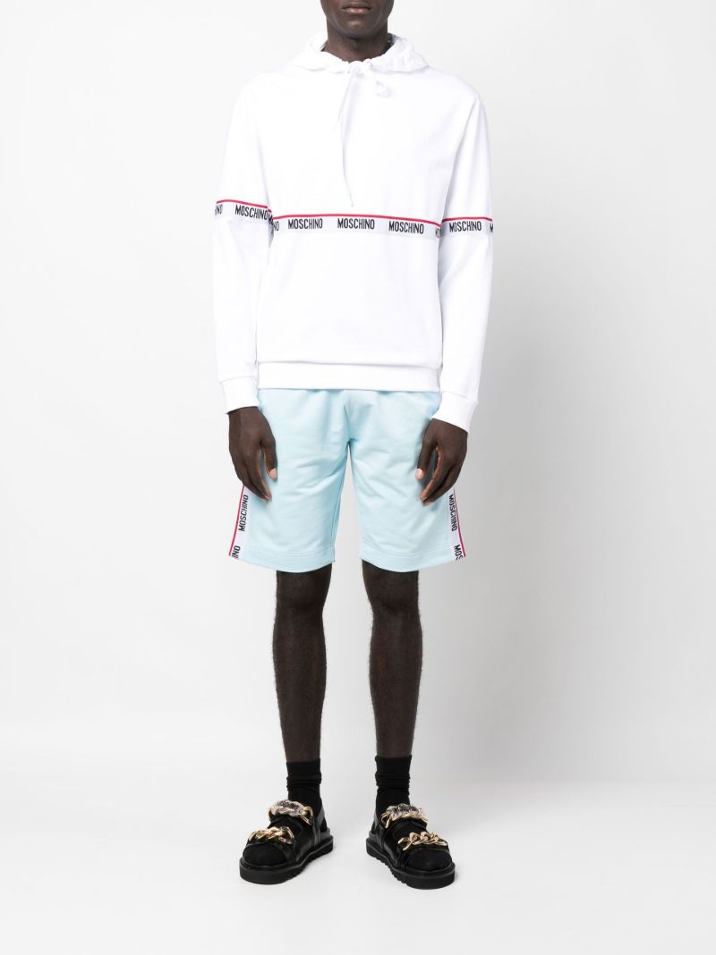 White Logo Tape Cotton Hoodie