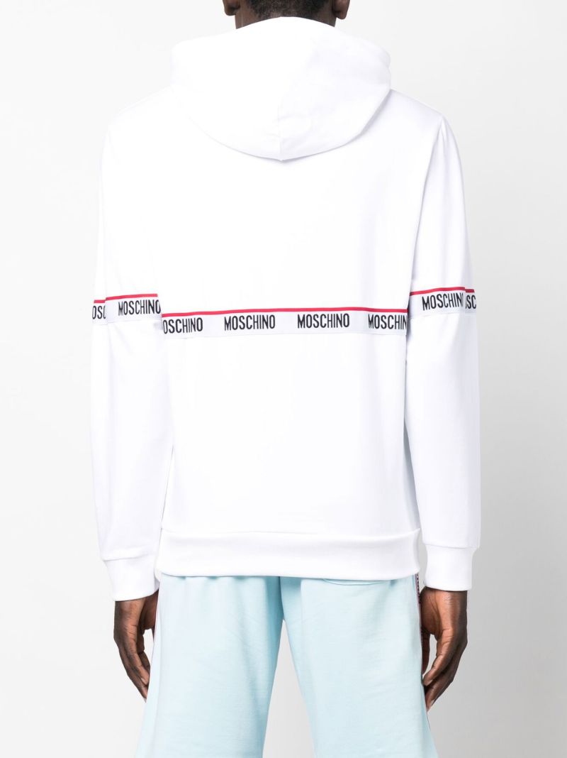 White Logo Tape Cotton Hoodie