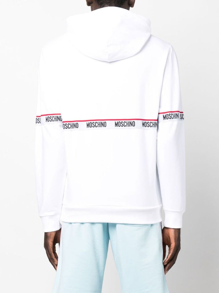 White Logo Tape Cotton Hoodie