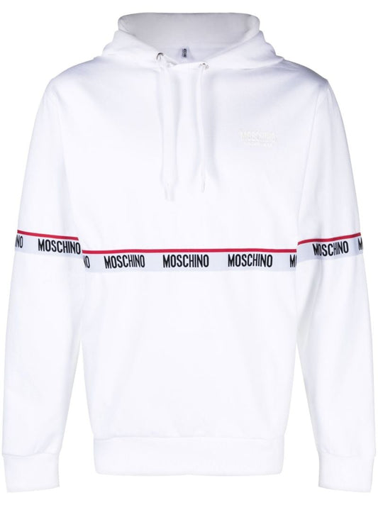 White Logo Tape Cotton Hoodie