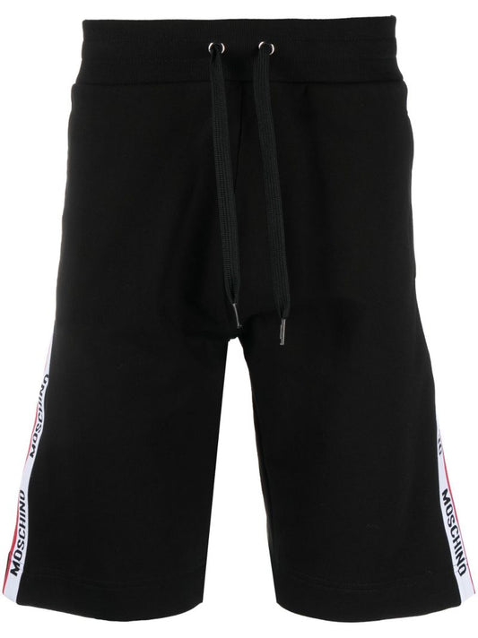 Black Logo Tape Cotton Track Shorts