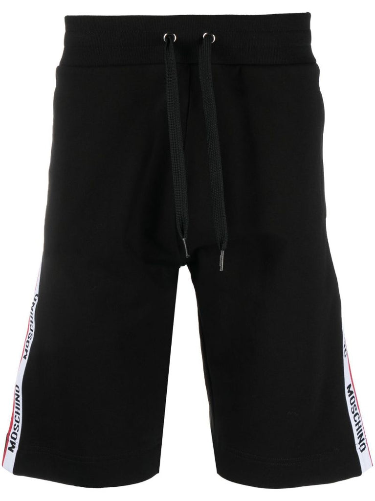 Black Logo Tape Cotton Track Shorts