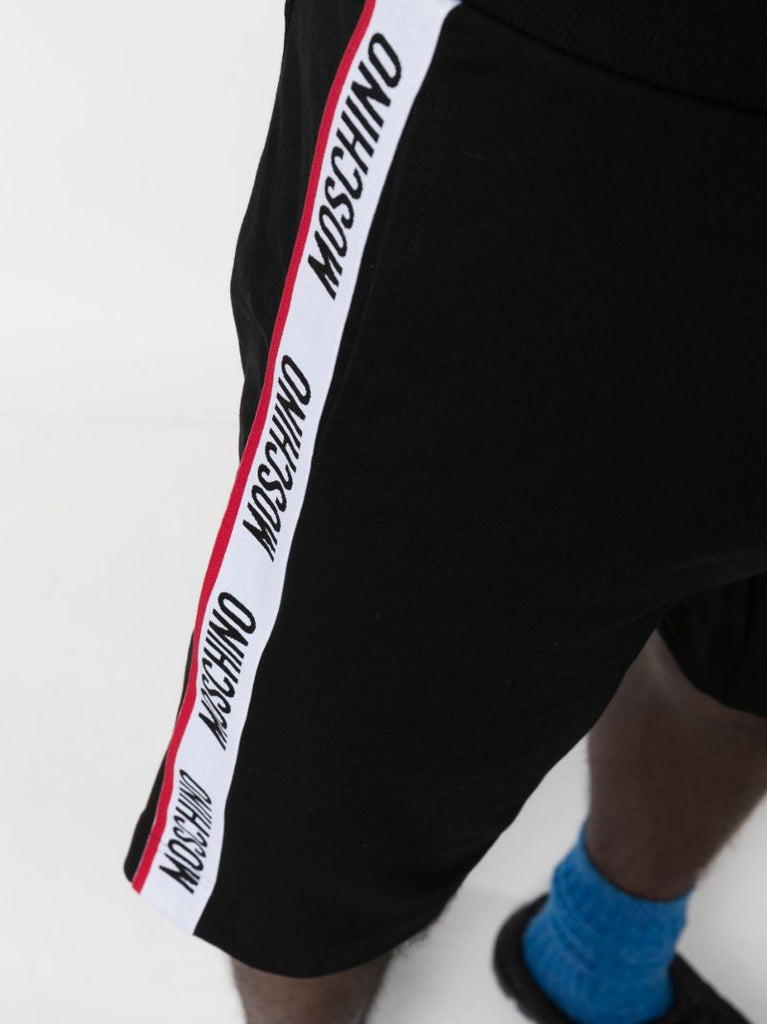 Black Logo Tape Cotton Track Shorts