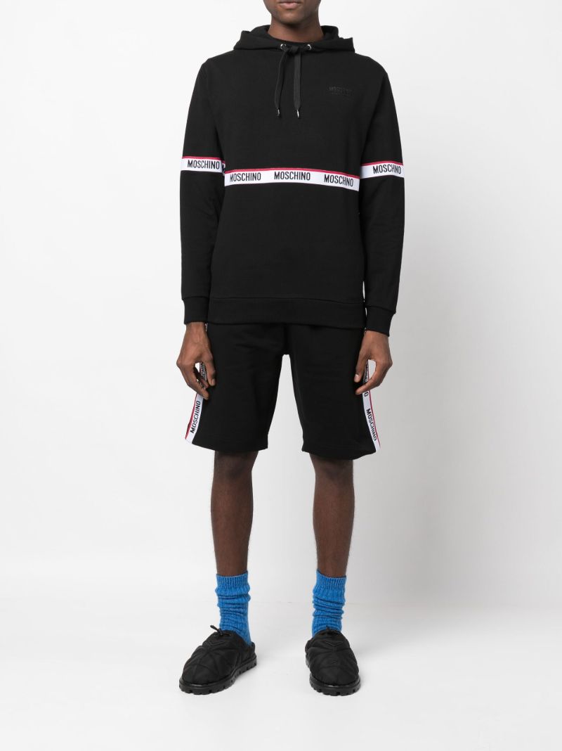 Black Logo Tape Cotton Track Shorts