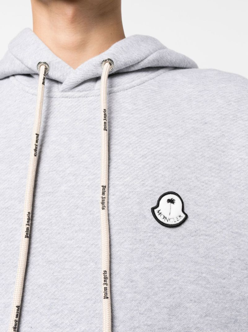 X Palm Angels Grey Drawstring Hoodie