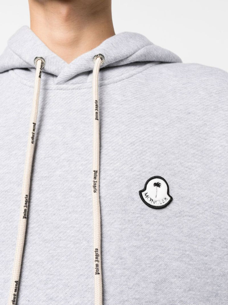 X Palm Angels Grey Drawstring Hoodie