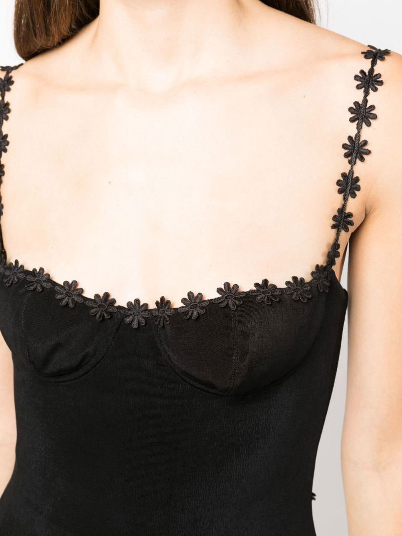 Black Daisy Trim Mini Dress