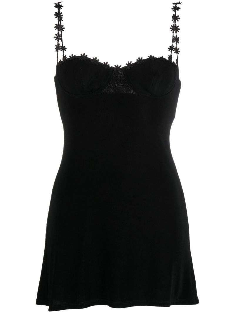 Black Daisy Trim Mini Dress
