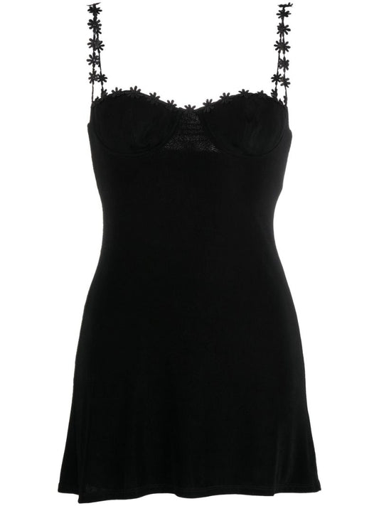 Black Daisy Trim Mini Dress