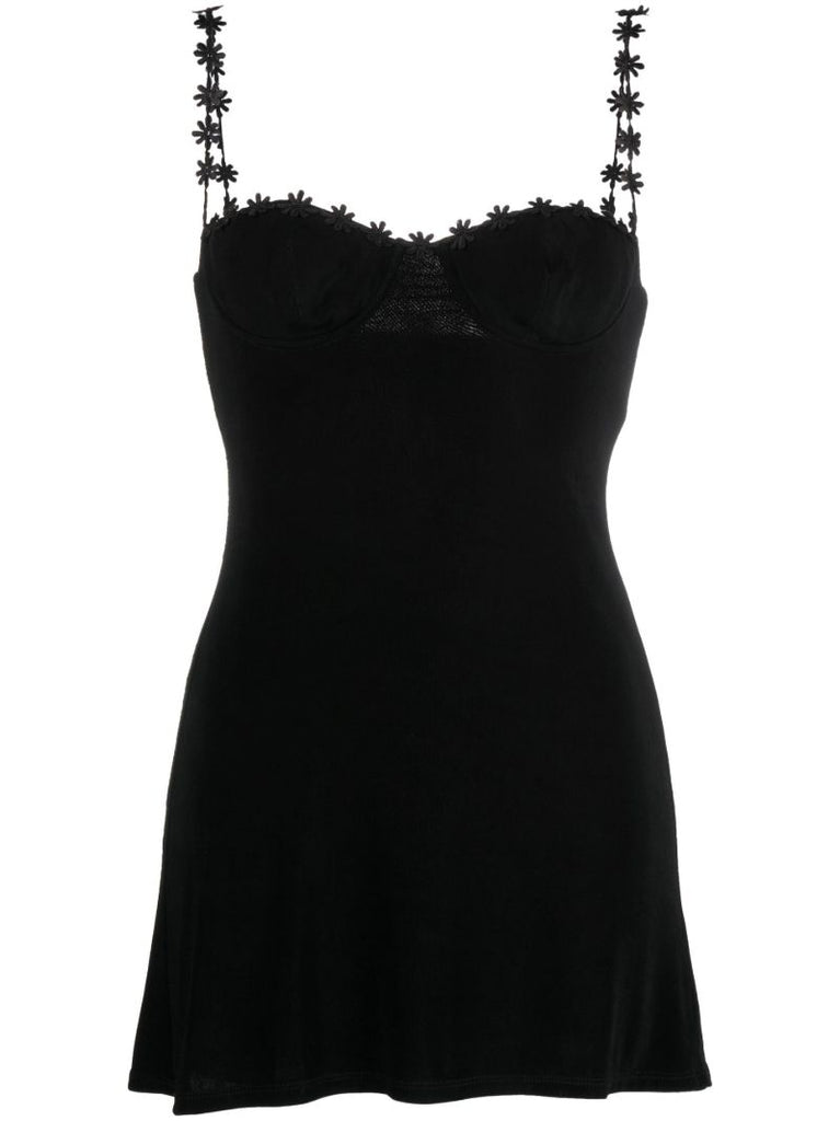 Black Daisy Trim Mini Dress