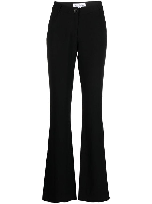 Black Cowboy Wide-leg Silk Trousers